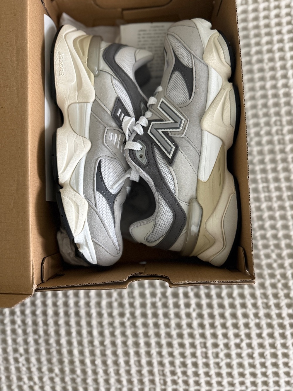 New Balance Gray, Cream & White Chunky Sneaker Pair